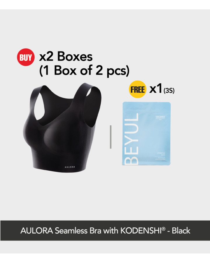 Buy 2x AULORA Seamless Bra with KODENSHI® - Black (1 Box of 2 pcs) Free 1x BEYUL Hydrating Mask (3s)
