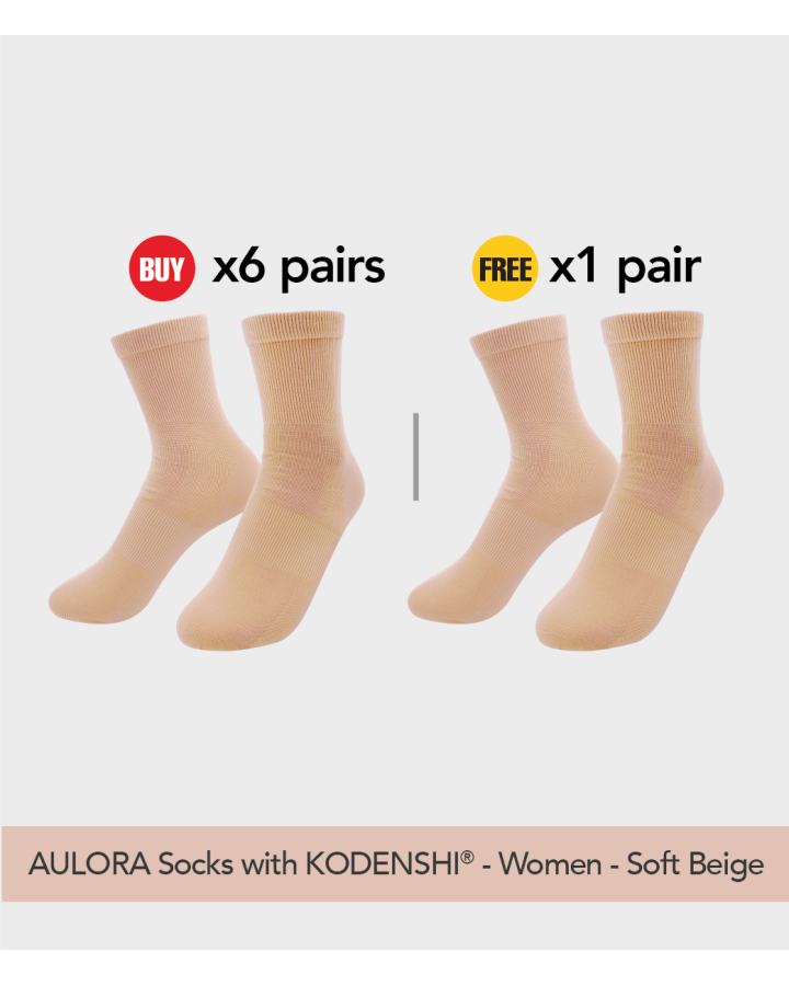 Buy 6x AULORA Socks with KODENSHI® - Women - Soft Beige Free 1x AULORA Socks with KODENSHI® - Women - Soft Beige