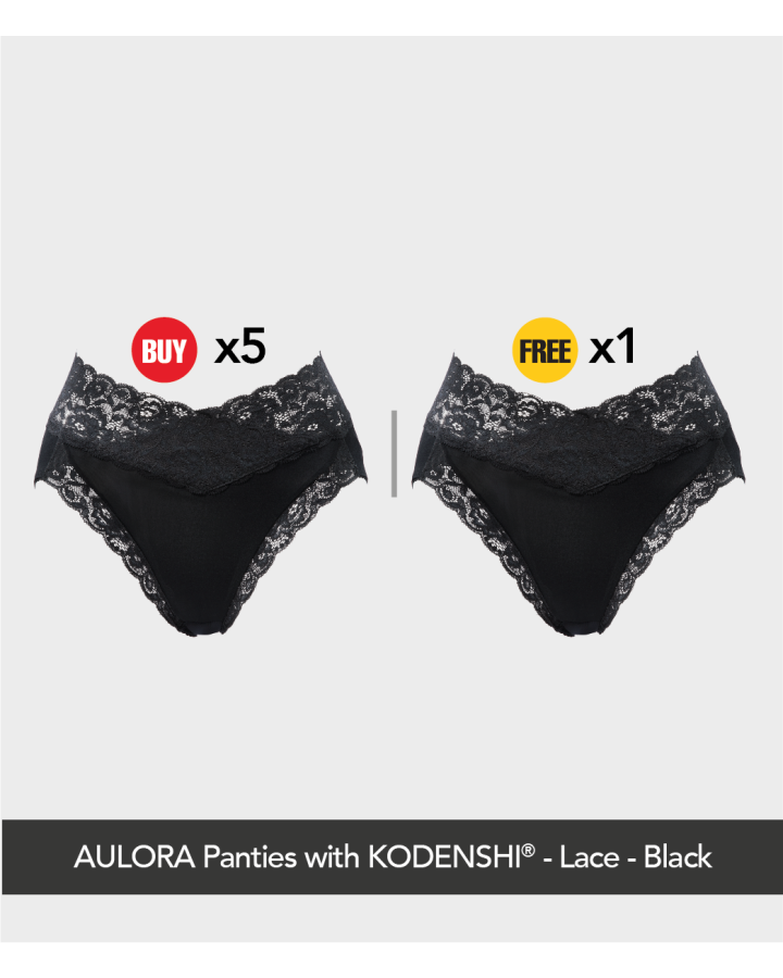 Buy 5x AULORA Panties with KODENSHI® - Lace - Black Free 1x AULORA Panties with KODENSHI® - Lace - Black