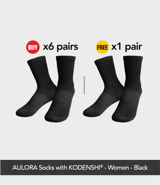 Buy 6x AULORA Socks with KODENSHI® - Women - Black Free 1x AULORA Socks with KODENSHI® - Women - Black